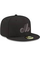 New Era Montreal Expos Mens Black Tonal Blue UV Cooperstown 59FIFTY Fitted Hat