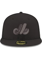 New Era Montreal Expos Mens Black Tonal Blue UV Cooperstown 59FIFTY Fitted Hat