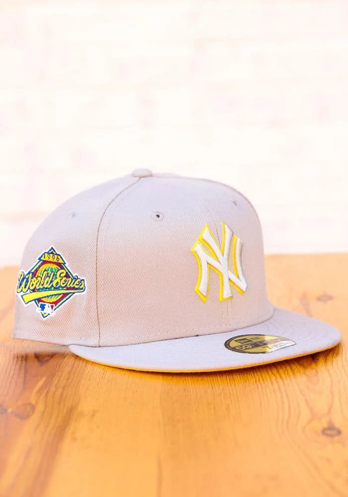 New Era York Yankees Mens Grey Tonal Gold Pop 1996 WS Side Patch 59FIFTY Fitted Hat