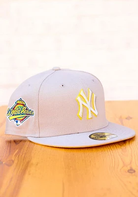 New Era York Yankees Mens Grey Tonal Gold Pop 1996 WS Side Patch 59FIFTY Fitted Hat