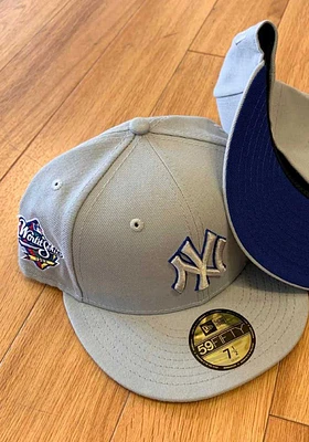 New Era York Yankees Mens Grey Tonal Royal Pop 1998 WS Side Patch 59FIFTY Fitted Hat