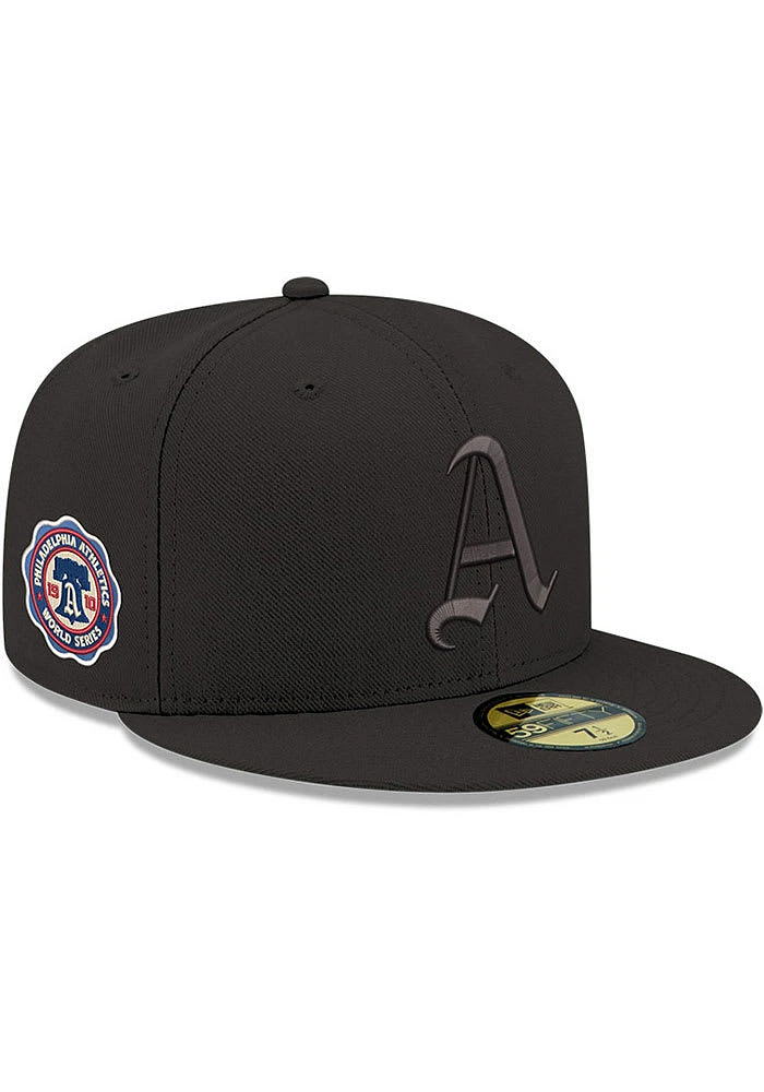 New Era Philadelphia Athletics Mens Black Tonal Red UV 1910 WS Side Patch 59FIFTY Fitted Hat