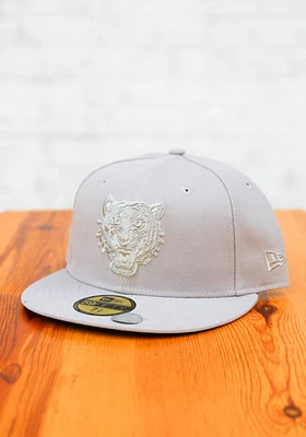 New Era Detroit Tigers Mens Grey Tonal Black Pop Cooperstown 59FIFTY Fitted Hat