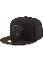 New Era Green Bay Packers Mens Black Tonal Super Bowl Side Patch 59FIFTY Fitted Hat