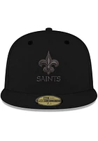 New Era Orleans Saints Mens Black Tonal Super Bowl Side Patch 59FIFTY Fitted Hat