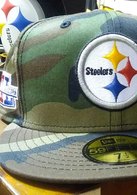 New Era Pittsburgh Steelers Mens Green Super Bowl Side Patch 59FIFTY Vintage Fitted Hat