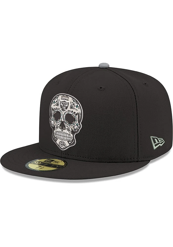 New Era Las Vegas Raiders Mens BLACK 5950 LASRAI MET SILVER Fitted Hat