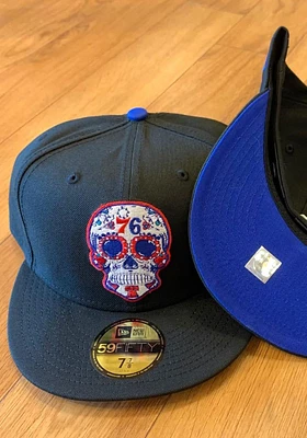 New Era Philadelphia 76ers Mens Black Sugar Skull 59FIFTY Fitted Hat