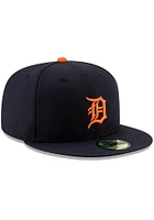 New Era Detroit Tigers Mens Navy Blue Road AC 59FIFTY Fitted Hat