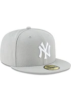 New Era York Yankees Mens Grey MLB Basic 59FIFTY Fitted Classic Hat