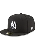 New Era York Yankees Mens Black On White 59Fifty Fitted Hat