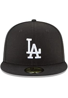 New Era Los Angeles Dodgers Mens Black White Logo 59FIFTY Fitted Hat