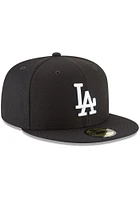 New Era Los Angeles Dodgers Mens Black White Logo 59FIFTY Fitted Hat