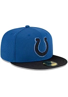 New Era Indianapolis Colts Mens Blue 2021 Sideline Road 59FIFTY Fitted Hat