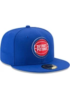 New Era Detroit Pistons Mens Blue Primary 59FIFTY Fitted Hat