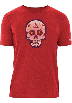 New Era St Louis Cardinals Red Sugar Skull Graphic Short Sleeve T Shirt
