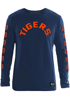 New Era Detroit Tigers Navy Blue Sleeve Repeating Long T Shirt