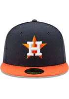 New Era Houston Astros Mens Blue 2T Road 2017 59FIFTY Fitted Hat