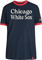New Era Chicago White Sox Navy Blue BRUSHED BI-BLEND RINGER Short Sleeve Fashion T Shirt