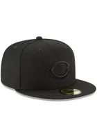 New Era Cincinnati Reds Mens Black on 59FIFTY Fitted Hat