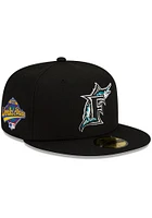 New Era Miami Marlins Mens Black World Series Patch Up 59FIFTY Fitted Hat