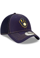 New Era Milwaukee Brewers Mens Navy Blue Team Neo 39THIRTY Flex Hat