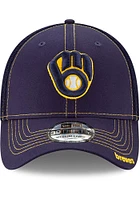 New Era Milwaukee Brewers Mens Navy Blue Team Neo 39THIRTY Flex Hat