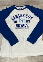 New Era Kansas City Royals Blue RAGLAN Long Sleeve Fashion T Shirt