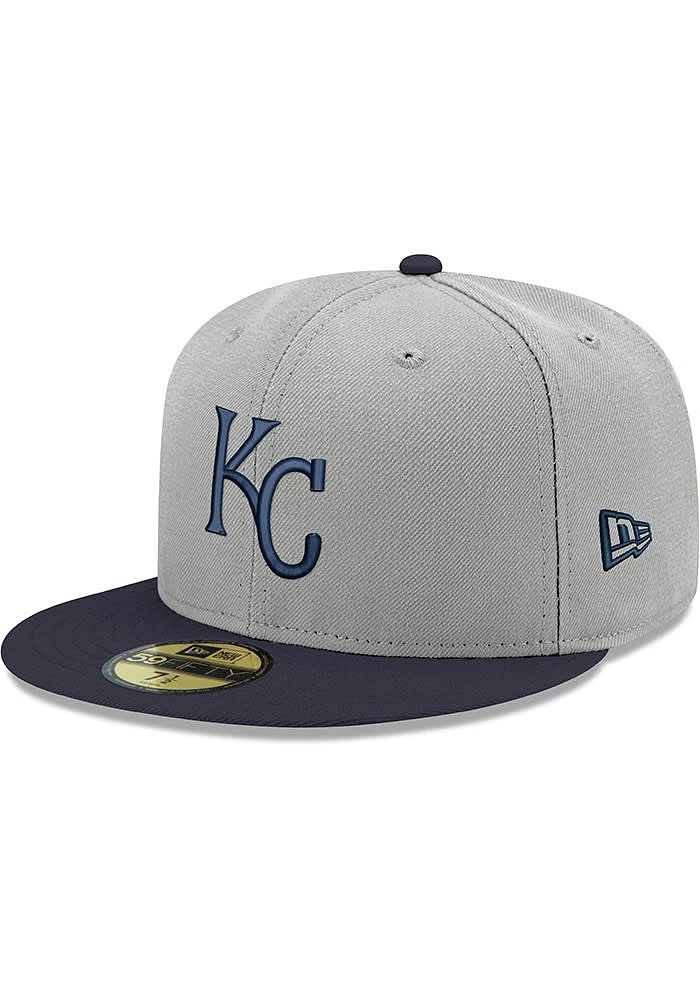 New Era Kansas City Royals Mens Grey KC 2Tone GCP Gray and Navy 59FIFTY Fitted Hat