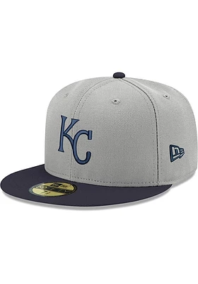 New Era Kansas City Royals Mens Grey KC 2Tone GCP Gray and Navy 59FIFTY Fitted Hat