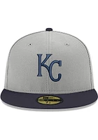 New Era Kansas City Royals Mens Grey KC 2Tone GCP Gray and Navy 59FIFTY Fitted Hat