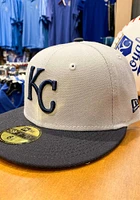 New Era Kansas City Royals Mens Grey KC 2Tone GCP Gray and Navy 59FIFTY Fitted Hat