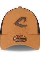 New Era Cleveland Guardians Cleveland Indians Tonal Canvas Trucker 9FORTY Adjustable Hat - Tan
