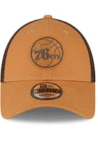 New Era Philadelphia 76ers Philadelphia 76ers Tonal Canvas Trucker 9FORTY Adjustable Hat - Tan