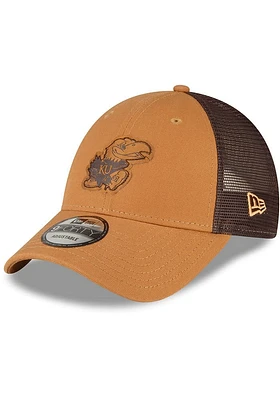 New Era Kansas Jayhawks Kansas Jayhawks Tonal Canvas Trucker 9FORTY Adjustable Hat - Tan