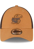 New Era Kansas Jayhawks Kansas Jayhawks Tonal Canvas Trucker 9FORTY Adjustable Hat - Tan