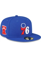 New Era Philadelphia 76ers Mens Blue City Landmark UV 59FIFTY Fitted Hat
