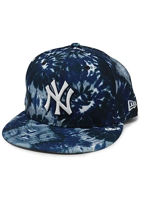 New Era York Yankees Mens Navy Blue NY 3-Tone Tie Dye 59FIFTY Fitted Hat