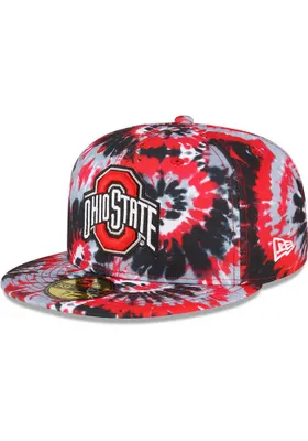 New Era Ohio State Buckeyes Mens Red 3-Tone Tie Dye 59FIFTY Fitted Hat