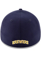 New Era Milwaukee Brewers Mens Navy Blue Team Classic 39THIRTY Flex Hat