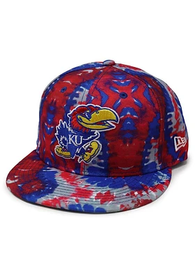 New Era Kansas Jayhawks Mens Blue 3-Tone Tie Dye 59FIFTY Fitted Hat