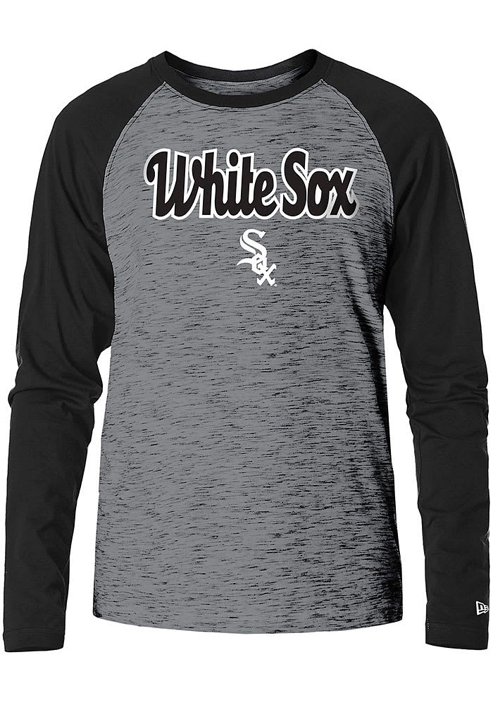 New Era Chicago White Sox Black Script Logo Long Sleeve Fashion T Shirt