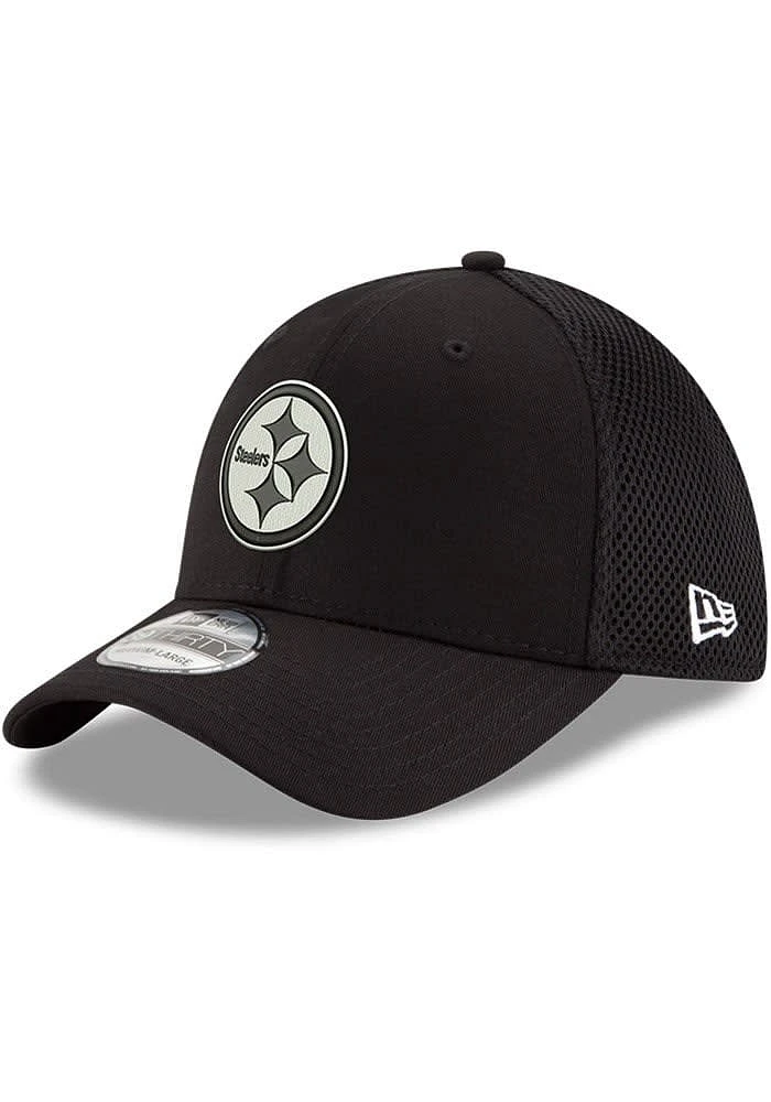 New Era Pittsburgh Steelers Mens Black GCP and White NEO 39THIRTY Flex Hat