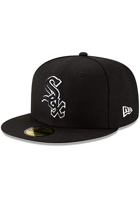 New Era Chicago White Sox Mens Black with Outline 59FIFTY Fitted Hat