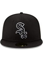 New Era Chicago White Sox Mens Black with Outline 59FIFTY Fitted Hat