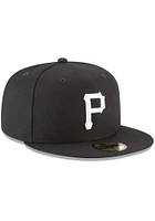 New Era Pittsburgh Pirates Mens Black Basic and White 59FIFTY Fitted Hat