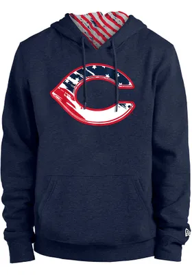 New Era Cincinnati Reds Mens Navy Blue Flag Filled Long Sleeve Hoodie