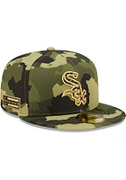 New Era Chicago White Sox Mens Green 2022 Armed Forces Day 59FIFTY Fitted Hat