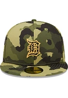 New Era Detroit Tigers Mens Green 2022 Armed Forces Day 59FIFTY Fitted Hat