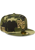 New Era Kansas City Royals Mens Green 2022 Armed Forces Day 59FIFTY Fitted Hat